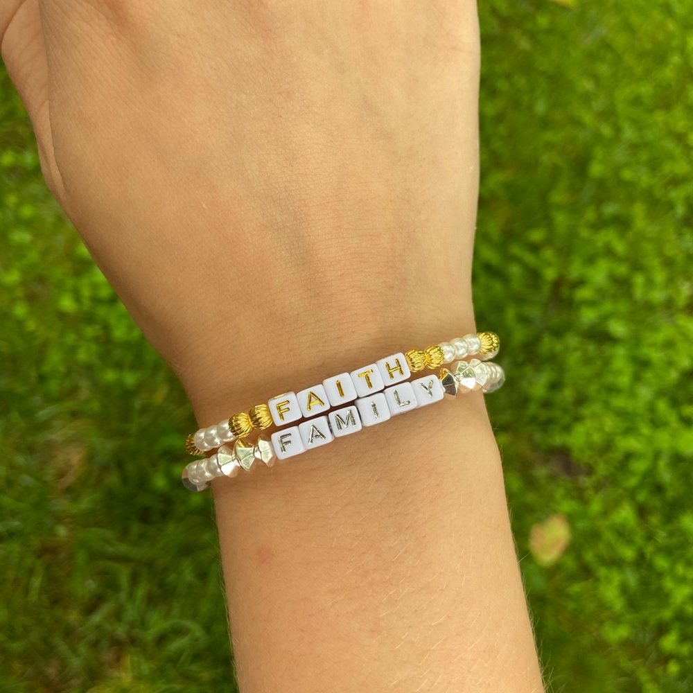 Custom Word Bracelets in Silver and Gold